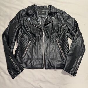 NWOT GUESS Faux Leather Biker Jacket — L/G
